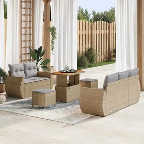 vidaXL Σετ Καναπέ Κήπου 8 pcs Μπεζ συνθετικό ρατάν