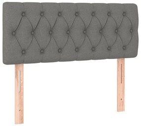 vidaXL Κρεβάτι Boxspring με Στρώμα &amp; LED Σκ.Γκρι 90x190 εκ. Υφασμάτινο