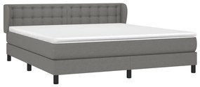 vidaXL Κρεβάτι Boxspring με Στρώμα Σκούρο Γκρι 160x200 εκ Υφασμάτινο