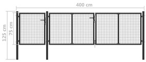 vidaXL Πόρτα Περίφραξης Κήπου Ανθρακί 400 x 75 εκ. Ατσάλινη