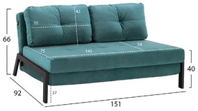 ΚΑΝΑΠΕΣ ΚΡΕΒΑΤΙ CONSTANCE HM3079.15 ΒΕΛΟΥΔΟ MENTA 2½ ΘΕΣΙΟΣ 151x92x66Υεκ.