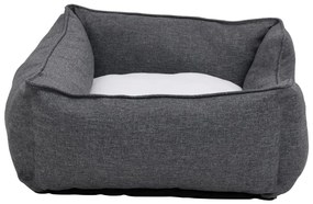 vidaXL Κρεβάτι Σκύλου Γκρι/Λευκό 85,5 x 70 x 23 εκ. Όψη Λινού Φλις