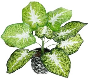 Τεχνητό Φυτό Σε Κασπώ Caladium 20890 Φ40x33cm Green-Grey GloboStar Polyethylene,Fabric