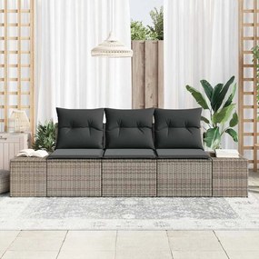 vidaXL Σετ Καναπέ με μαξιλάρι 3 pcs Γκρι συνθετικό ρατάν