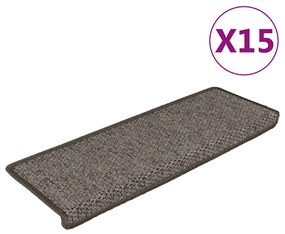 vidaXL Πατάκια Σκάλας Αυτοκόλ. 15 τεμ. Όψη Σιζάλ Γκρι/Μπεζ 65x21x4 εκ.