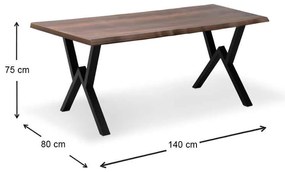 Τραπέζι Walter Megapap Mdf - μεταλλικό χρώμα καρυδί 140x80x75εκ.