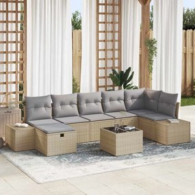 vidaXL Σετ Καναπέ Κήπου 8 pcs Μπεζ 55 x 62 x 69 εκ Πολυ ράταν