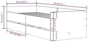 Πλαίσιο Κρεβατιού με Συρτάρια Γκρι Sonoma 90 x 190 εκ. - Γκρι