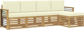 vidaXL Σειρά Καναπέ Εξωτερικού 5 pcs Λευκό και Κρεμ