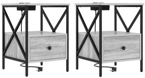 vidaXL Κομοδίνο με συρτάρι 2 pcs Γκρι sonoma 41.5 x 40.5 x 55 εκ.