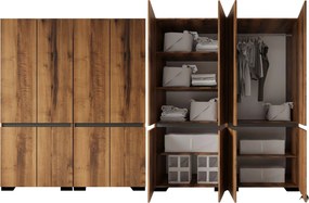 Ντουλάπα Καρυδί / Ανθρακί DREFRES 180x52x210