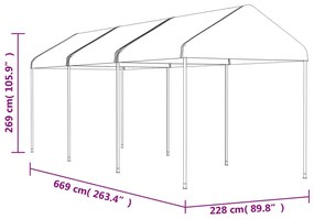 vidaXL Κιόσκι με Τέντα Λευκό 6,69 x 2,28 x 2,69 μ. από Πολυαιθυλένιο