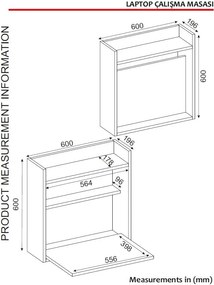Γραφείο Λευκό / Καρυδί LAPTOP 60x49,4x60