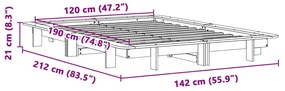 Σκελετός Κρεβ. Χωρίς Στρώμα Καφέ Κεριού 120x190 εκ Μασίφ Πεύκο - Καφέ