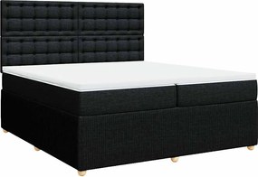 vidaXL Κρεβάτι Boxspring με Στρώμα Μαύρο 200x200 εκ. Υφασμάτινο