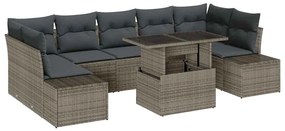 vidaXL Σετ Καναπέ με μαξιλάρι 8 pcs Γκρι συνθετικό ρατάν
