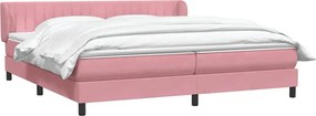 vidaXL Box Spring κρεβάτι με στρώματα ροζ 180x210 cm Βελούδινο