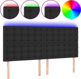 vidaXL Κεφαλάρι Κρεβατιού LED Μαύρο 200x5x118/128 εκ