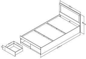 Σετ Κρεβατοκάμαρας Olympus Sonoma με Κρεβάτι 100x200εκ Σετ 2τεμ 105x205x80 εκ.