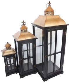 Φανάρια Finile Inart σετ 3τεμ αλουμίνιο σε μαύρη απόχρωση