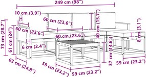vidaXL Σειρά Καναπέ Εξωτερικού 6 pcs Φυσικό και Κρέμα Πολυεστέρας