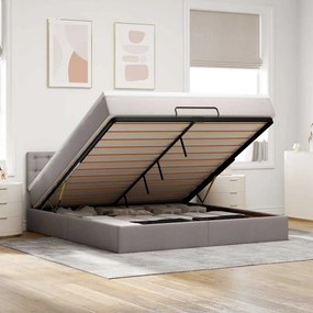 vidaXL Οθωμανικό κρεβάτι με στρώμα & LEDs Taupe 160x200cm ύφασμα