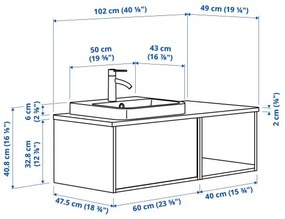 ANGSJON/BACKSJON έπιπλο νιπτήρα/νιπτήρας/μπαταρία, 102x49x41 cm 695.284.57