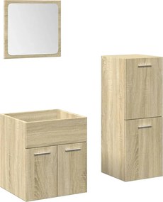 vidaXL Σετ Επίπλων Μπάνιου 3 Τεμαχίων Sonoma Δρυς Επεξεργασμένο Ξύλο