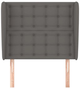 Κεφαλάρι με Πτερύγια Γκρι 103x23x118/128 εκ. Συνθετικό Δέρμα - Γκρι