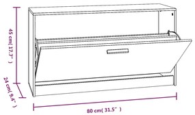 Παπουτσοθήκη Γυαλιστερό Λευκό 80x24x45 εκ. Επεξεργασμένο Ξύλο - Λευκό