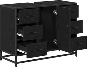 vidaXL Ντουλάπι Μπάνιου Μαύρη Οξυά 80 x 33 x 60 εκ Επεξεργασμένο ξύλο