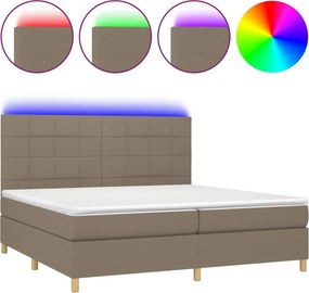 vidaXL Κρεβάτι Boxspring με Στρώμα &amp; LED Taupe 200x200 εκ. Υφασμάτινο
