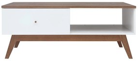 Τραπεζάκι σαλονιού Boston AN103, Γυαλιστερό λευκό, Άσπρο, Sibu πεύκο, 46x60x111cm, 24 kg, Πλαστικοποιημένη μοριοσανίδα, Γωνιακό, Ξύλο: Πεύκο