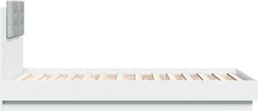 vidaXL Πλαίσιο Κρεβατιού με Κεφαλάρι/LED Λευκό 90 x 190 εκ.