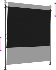 vidaXL Εξωτερικό ρολό Μαύρο 150 x 270 cm
