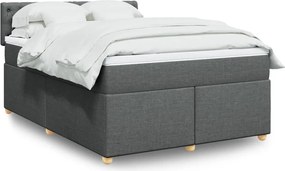 vidaXL Κρεβάτι Boxspring με Στρώμα Σκούρο Γκρι 140x190 εκ. Υφασμάτινο
