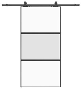 Σετ συρόμενης πόρτας με υλικό μαύρο 102,5x205 cm - Μαύρο