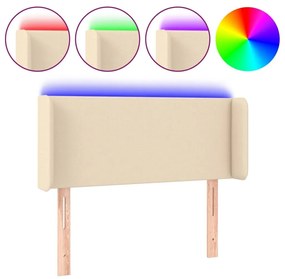 Κεφαλάρι Κρεβατιού LED Κρεμ 83x16x78/88 εκ. Υφασμάτινο - Κρεμ