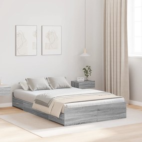 vidaXL Κρεβάτι με αποθηκευτικό χώρο Γκρι sonoma 120 x 200 cm