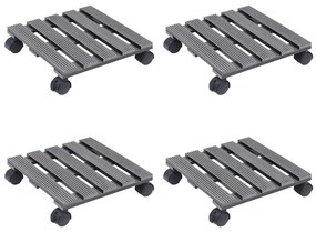 vidaXL Βάσεις για Γλάστρες με Ρόδες 4 τεμ. Γκρι 30x30x7,5 εκ. από WPC