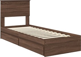 vidaXL Κρεβάτι Αποθήκης Καφέ δρυς 75 x 190 cm Επεξεργασμένο Ξύλο