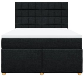 Κρεβάτι Boxspring με Στρώμα Μαύρο 160x200 εκ. Υφασμάτινο - Μαύρο