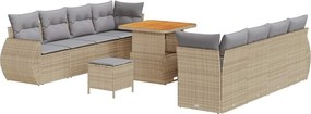 vidaXL Σετ Καναπέ Κήπου με αποθήκευση 11 pcs Μπεζ Πολυ ράταν