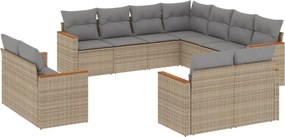 vidaXL Patio Sofa Set 11-θέσια Beige and Grey