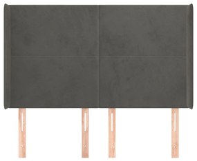 Κεφαλάρι με Πτερύγια Σκούρο Γκρι 147x16x118/128εκ.Βελούδινο - Γκρι