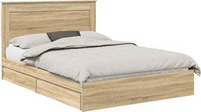 vidaXL Κρεβάτι Αποθήκης Δρύς Sonoma 140 x 200 cm Επεξεργασμένο Ξύλο