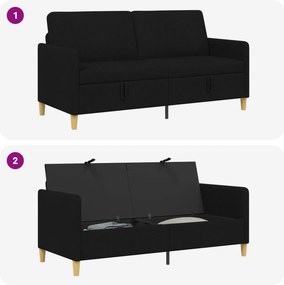 vidaXL Καναπές με Αποθήκευση Μαύρο 172 x 78 x 87 εκ Πολυεστέρας