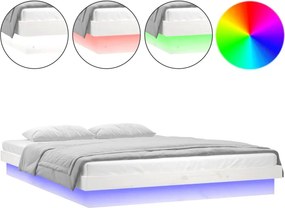 vidaXL Πλαίσιο Κρεβατιού LED Λευκό 180x200 εκ. Super King Size Ξύλο
