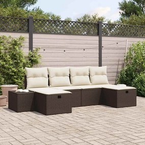 vidaXL Σετ Καναπέ Κήπου 6 pcs Καφέ 55 x 62 x 69 εκ Πολυ ράταν