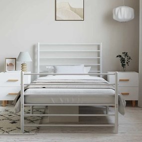 vidaXL Πλαίσιο Κρεβατιού με Κεφαλάρι&amp;Ποδαρικό Λευκό 100x200εκ. Μέταλλο